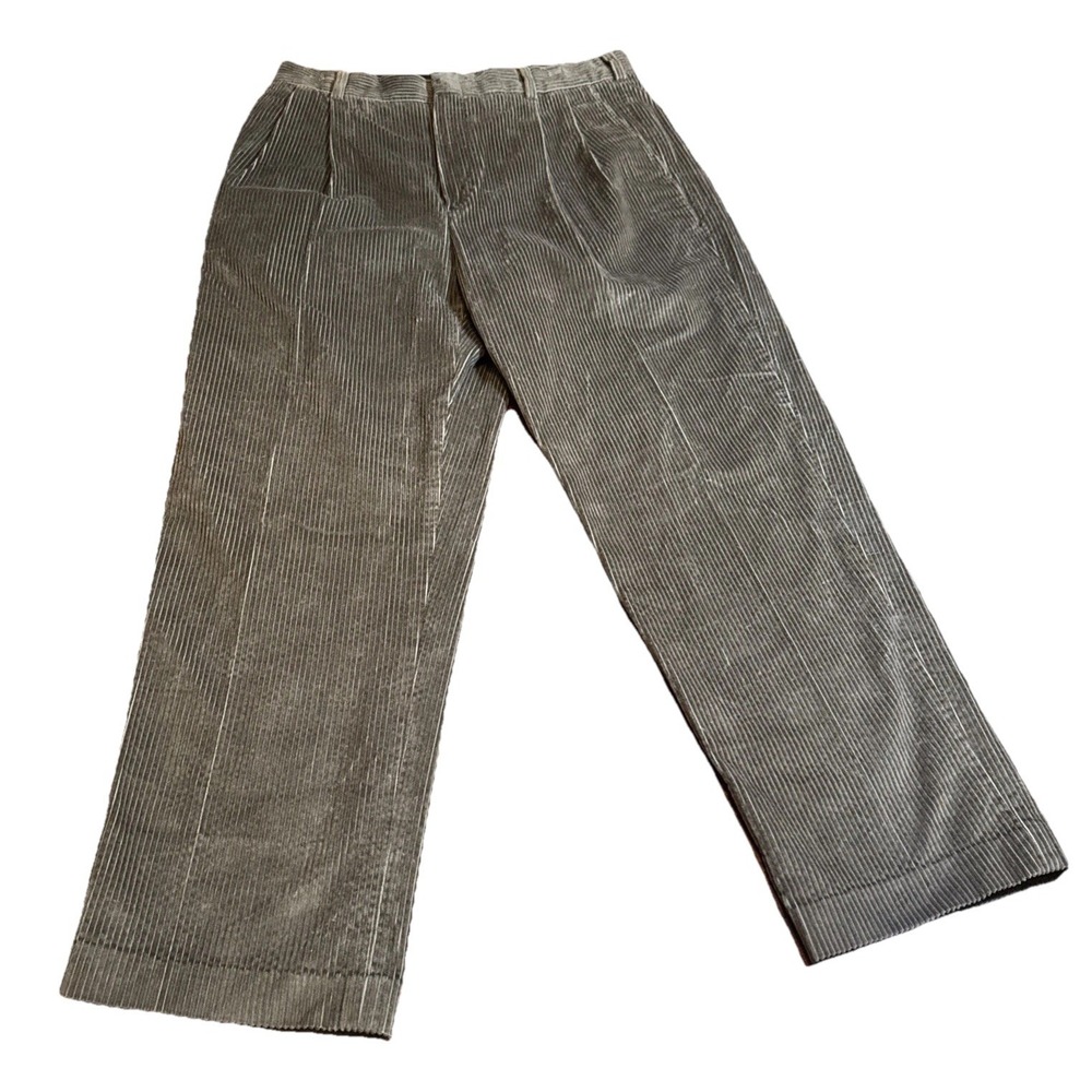 Lands' End Corduroy Pants Mens 34 Brown Straight Leg Classic‎ Fit Cotton Casual